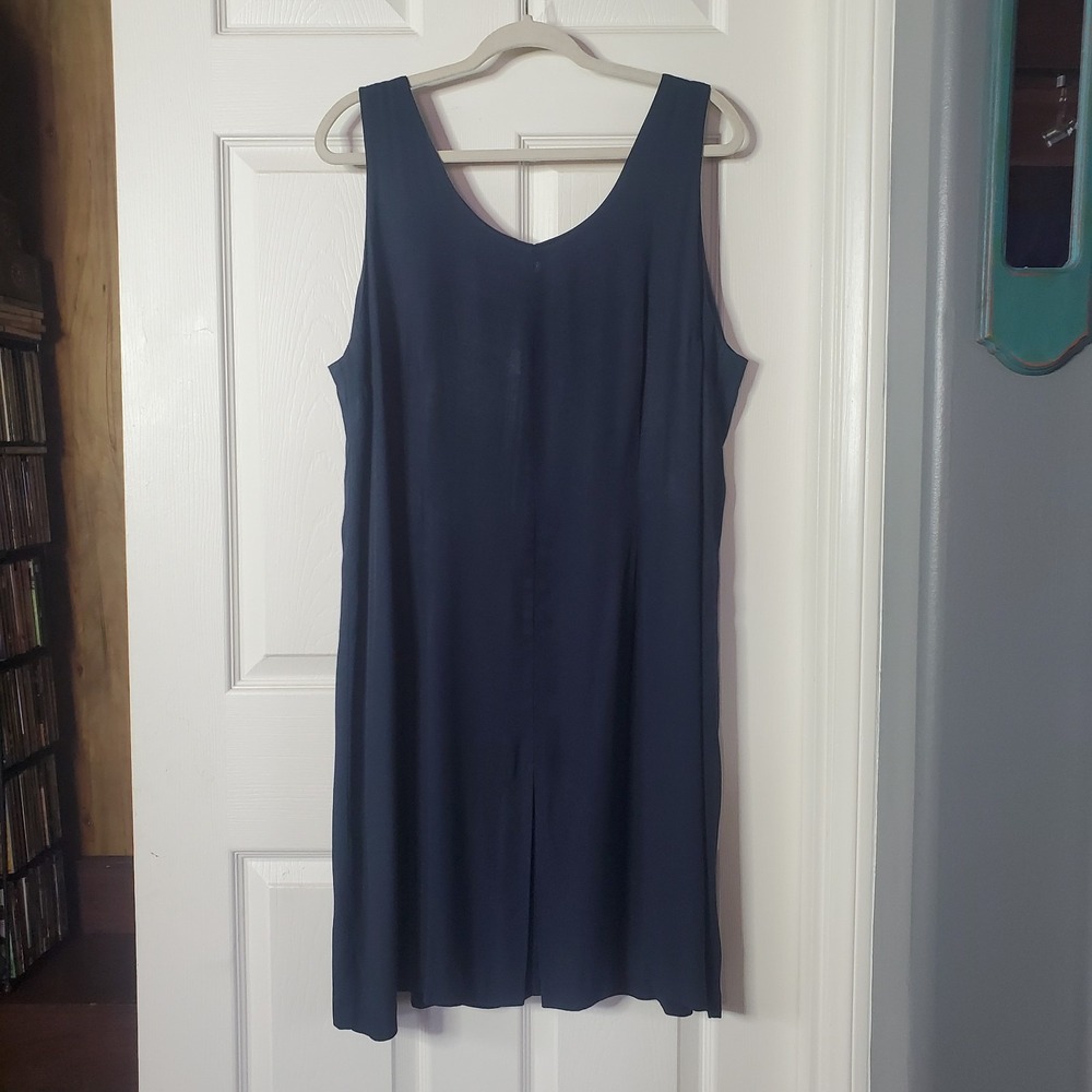 Vintage Adrian Jordan Blue Midi Dress Shift Sheath Sleeveless Career Office 18